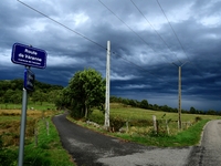 Thunderstorms occur during storm Aitor in the village of Veranne, Pilat Regional Natural Park, on September 26, 2024. (