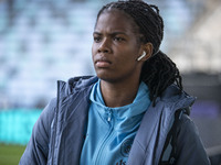 Khadija Shaw #21 of Manchester City W.F.C. arrives at the Joie Stadium during the UEFA Women's Champions League Second Round 2nd Leg match b...