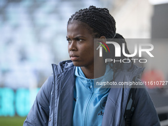 Khadija Shaw #21 of Manchester City W.F.C. arrives at the Joie Stadium during the UEFA Women's Champions League Second Round 2nd Leg match b...