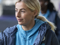 Chloe Kelly #9 of Manchester City W.F.C. arrives at the Joie Stadium during the UEFA Women's Champions League Second Round 2nd Leg match bet...