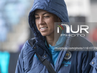 Alanna Kennedy #14 of Manchester City W.F.C. arrives at the Joie Stadium during the UEFA Women's Champions League Second Round 2nd Leg match...