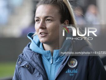 Lauren Hemp #11 of Manchester City W.F.C. arrives at the Joie Stadium during the UEFA Women's Champions League Second Round 2nd Leg match be...