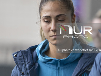 Laia Aleixandri #4 of Manchester City W.F.C. arrives at the Joie Stadium during the UEFA Women's Champions League Second Round 2nd Leg match...