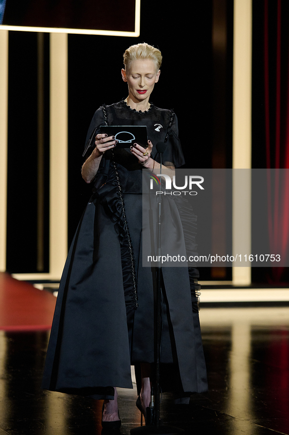 Tilda Swinton attends the Donostia Award for La Habitacion de al lado during the 72nd San Sebastian International Film Festival in San Sebas...