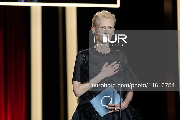 Tilda Swinton attends the Donostia Award for La Habitacion de al lado during the 72nd San Sebastian International Film Festival in San Sebas...