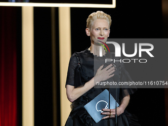 Tilda Swinton attends the Donostia Award for La Habitacion de al lado during the 72nd San Sebastian International Film Festival in San Sebas...