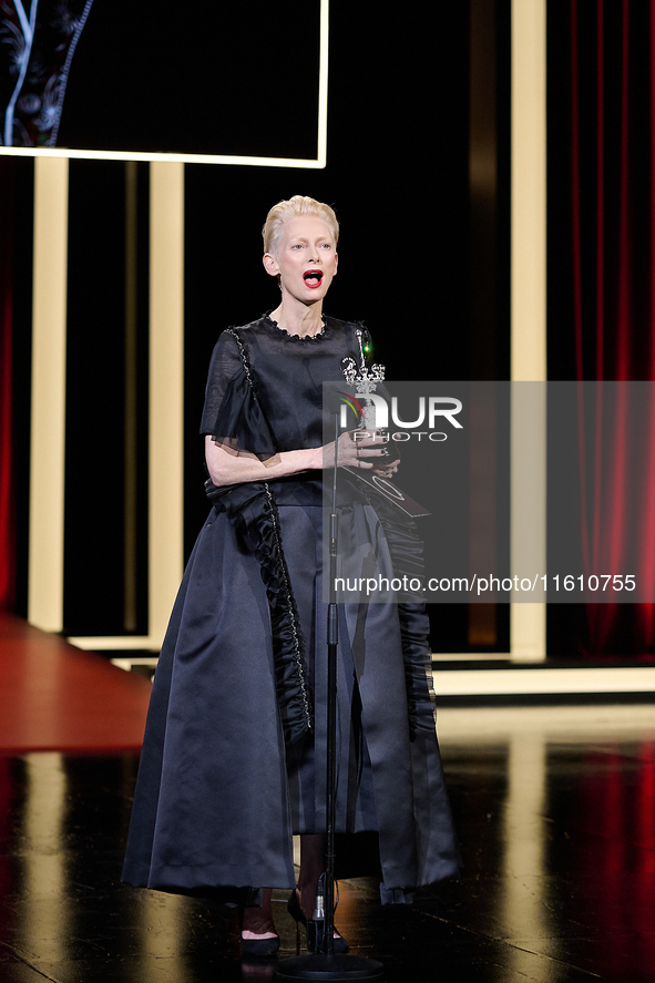 Tilda Swinton attends the Donostia Award for La Habitacion de al lado during the 72nd San Sebastian International Film Festival in San Sebas...