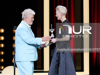 Pedro Almodovar attends the Donostia Award for La Habitacion de al lado during the 72nd San Sebastian International Film Festival in San Seb...