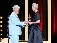 Pedro Almodovar attends the Donostia Award for La Habitacion de al lado during the 72nd San Sebastian International Film Festival in San Seb...