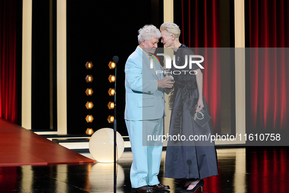 Pedro Almodovar attends the Donostia Award for La Habitacion de al lado during the 72nd San Sebastian International Film Festival in San Seb...