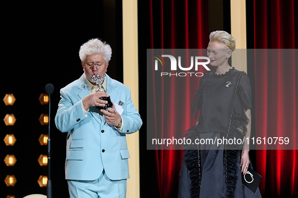 Pedro Almodovar attends the Donostia Award for La Habitacion de al lado during the 72nd San Sebastian International Film Festival in San Seb...