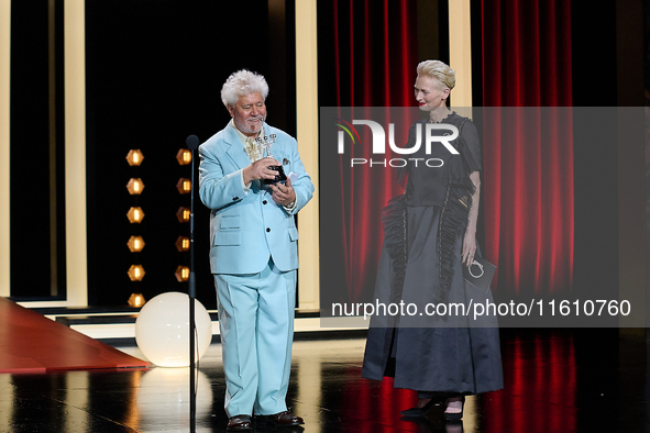 Pedro Almodovar attends the Donostia Award for La Habitacion de al lado during the 72nd San Sebastian International Film Festival in San Seb...