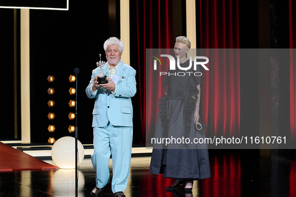 Pedro Almodovar attends the Donostia Award for La Habitacion de al lado during the 72nd San Sebastian International Film Festival in San Seb...