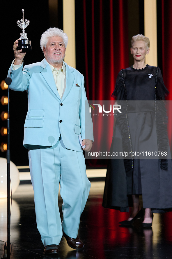 Pedro Almodovar attends the Donostia Award for La Habitacion de al lado during the 72nd San Sebastian International Film Festival in San Seb...