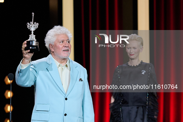 Pedro Almodovar attends the Donostia Award for La Habitacion de al lado during the 72nd San Sebastian International Film Festival in San Seb...