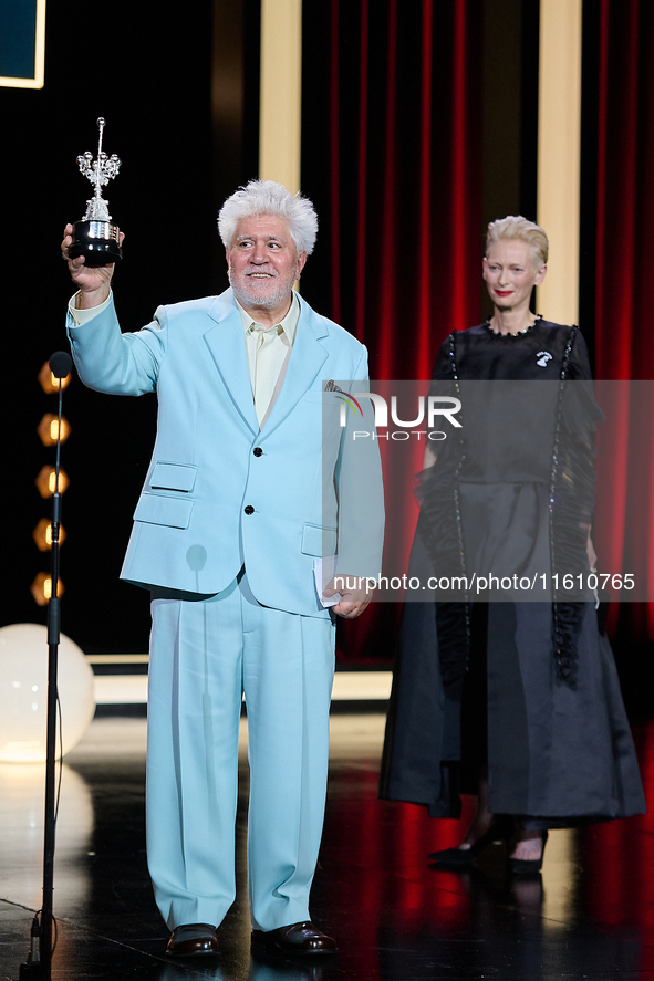 Pedro Almodovar attends the Donostia Award for La Habitacion de al lado during the 72nd San Sebastian International Film Festival in San Seb...