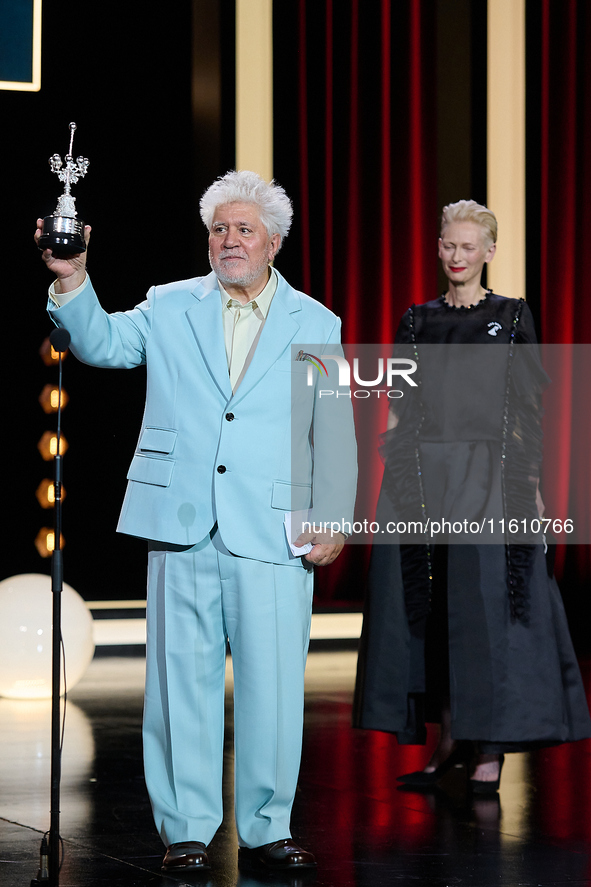 Pedro Almodovar attends the Donostia Award for La Habitacion de al lado during the 72nd San Sebastian International Film Festival in San Seb...