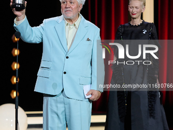 Pedro Almodovar attends the Donostia Award for La Habitacion de al lado during the 72nd San Sebastian International Film Festival in San Seb...