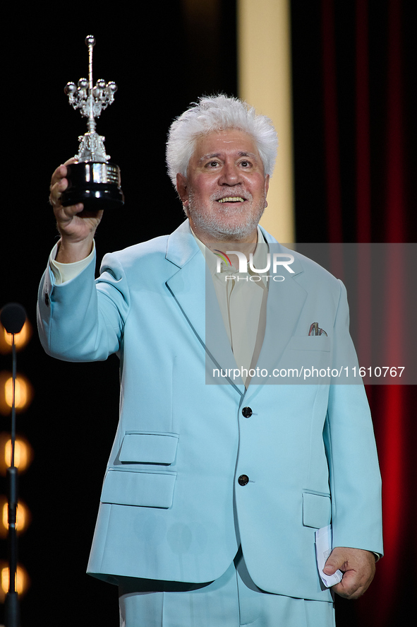 Pedro Almodovar attends the Donostia Award for La Habitacion de al lado during the 72nd San Sebastian International Film Festival in San Seb...