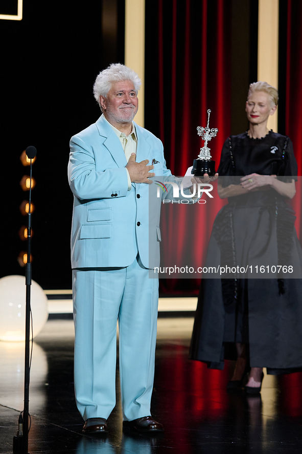 Pedro Almodovar attends the Donostia Award for La Habitacion de al lado during the 72nd San Sebastian International Film Festival in San Seb...