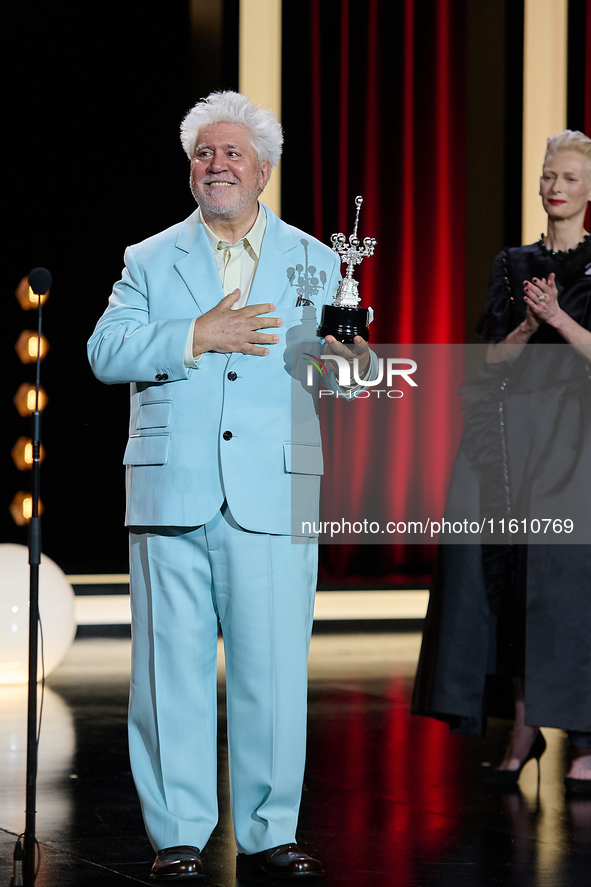 Pedro Almodovar attends the Donostia Award for La Habitacion de al lado during the 72nd San Sebastian International Film Festival in San Seb...