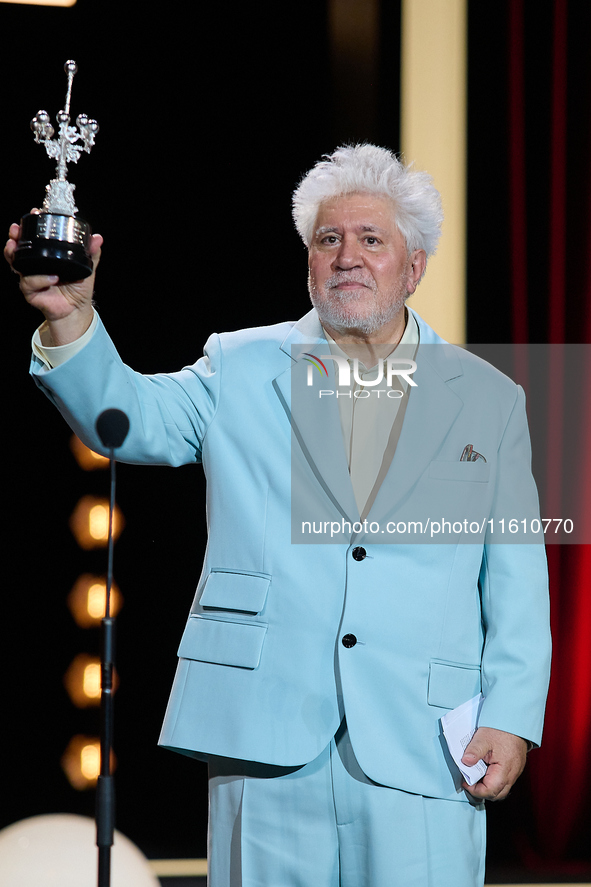 Pedro Almodovar attends the Donostia Award for La Habitacion de al lado during the 72nd San Sebastian International Film Festival in San Seb...