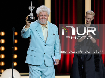 Pedro Almodovar attends the Donostia Award for La Habitacion de al lado during the 72nd San Sebastian International Film Festival in San Seb...