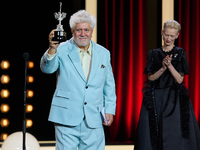 Pedro Almodovar attends the Donostia Award for La Habitacion de al lado during the 72nd San Sebastian International Film Festival in San Seb...