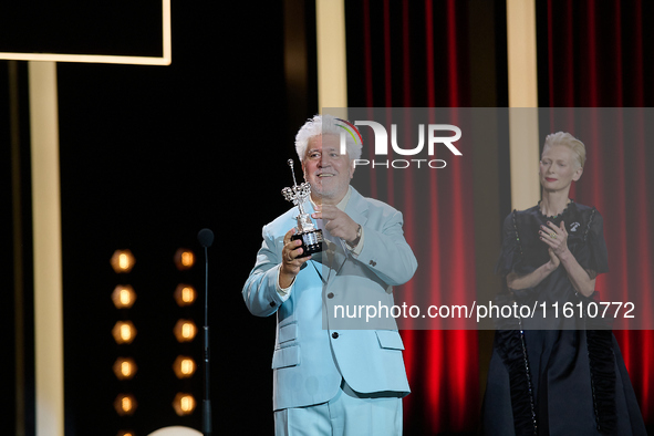 Pedro Almodovar attends the Donostia Award for La Habitacion de al lado during the 72nd San Sebastian International Film Festival in San Seb...