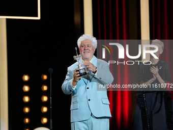 Pedro Almodovar attends the Donostia Award for La Habitacion de al lado during the 72nd San Sebastian International Film Festival in San Seb...