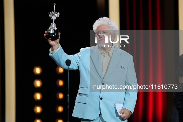 Pedro Almodovar attends the Donostia Award for La Habitacion de al lado during the 72nd San Sebastian International Film Festival in San Seb...