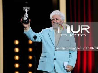 Pedro Almodovar attends the Donostia Award for La Habitacion de al lado during the 72nd San Sebastian International Film Festival in San Seb...