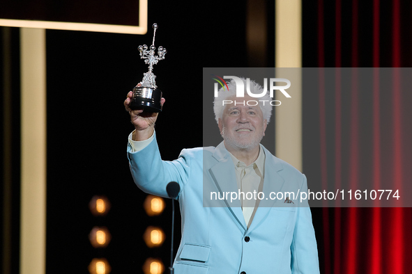 Pedro Almodovar attends the Donostia Award for La Habitacion de al lado during the 72nd San Sebastian International Film Festival in San Seb...