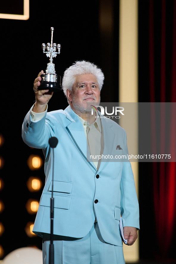 Pedro Almodovar attends the Donostia Award for La Habitacion de al lado during the 72nd San Sebastian International Film Festival in San Seb...