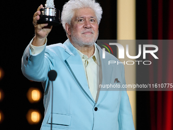 Pedro Almodovar attends the Donostia Award for La Habitacion de al lado during the 72nd San Sebastian International Film Festival in San Seb...