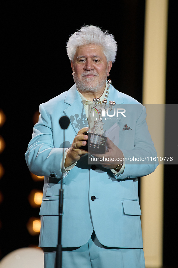 Pedro Almodovar attends the Donostia Award for La Habitacion de al lado during the 72nd San Sebastian International Film Festival in San Seb...