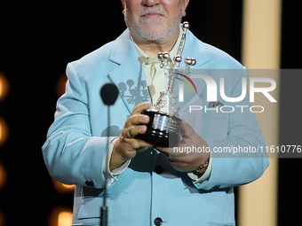 Pedro Almodovar attends the Donostia Award for La Habitacion de al lado during the 72nd San Sebastian International Film Festival in San Seb...