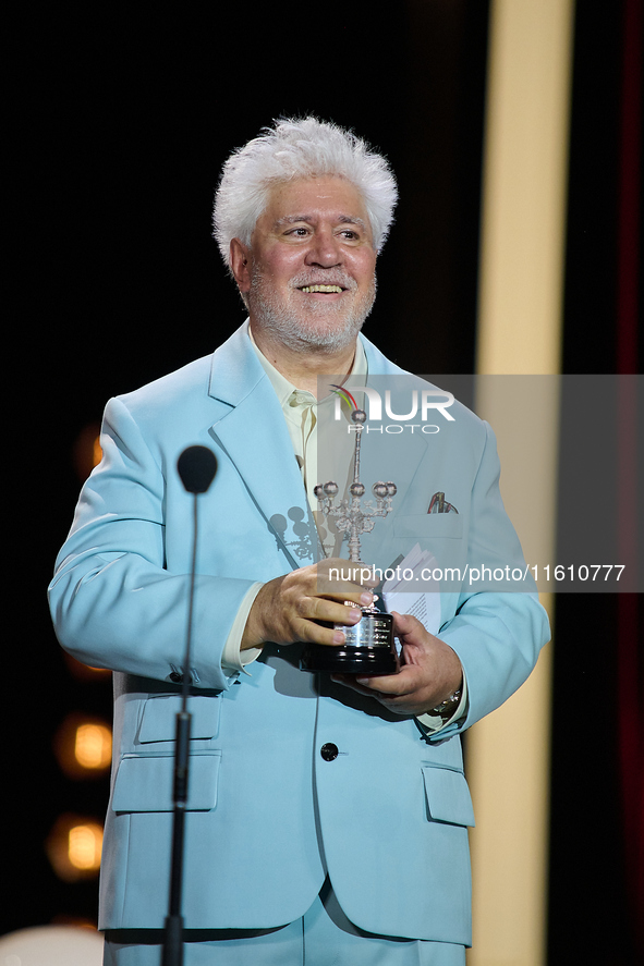 Pedro Almodovar attends the Donostia Award for La Habitacion de al lado during the 72nd San Sebastian International Film Festival in San Seb...