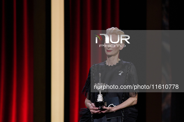 Tilda Swinton attends the Donostia Award for La Habitacion de al lado during the 72nd San Sebastian International Film Festival in San Sebas...