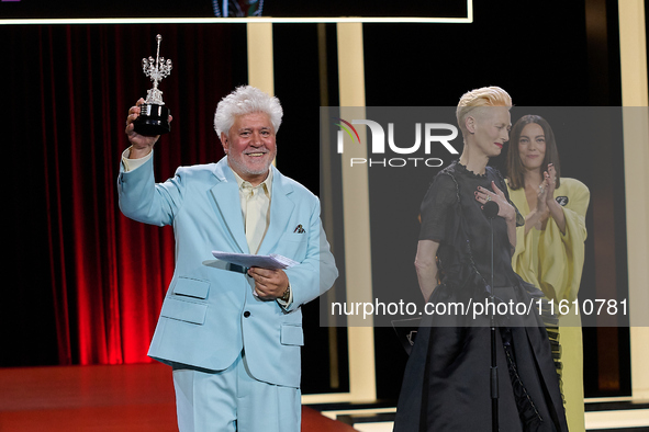 Pedro Almodovar attends the Donostia Award for La Habitacion de al lado during the 72nd San Sebastian International Film Festival in San Seb...