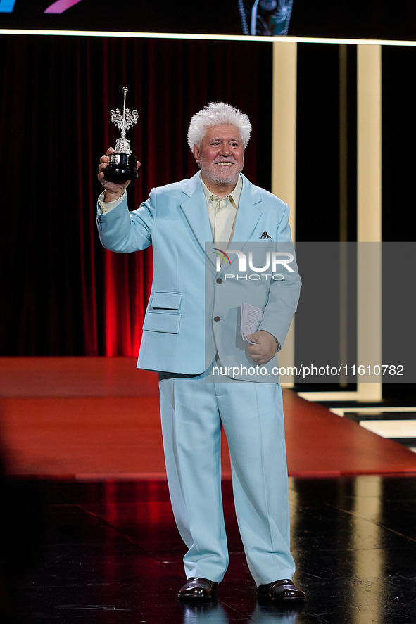 Pedro Almodovar attends the Donostia Award for La Habitacion de al lado during the 72nd San Sebastian International Film Festival in San Seb...