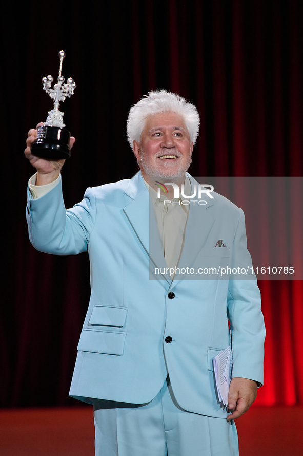 Pedro Almodovar attends the Donostia Award for La Habitacion de al lado during the 72nd San Sebastian International Film Festival in San Seb...