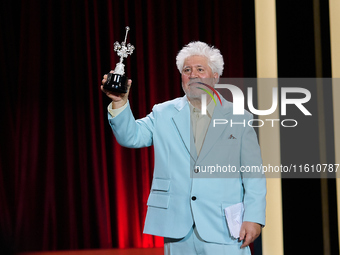 Pedro Almodovar attends the Donostia Award for La Habitacion de al lado during the 72nd San Sebastian International Film Festival in San Seb...