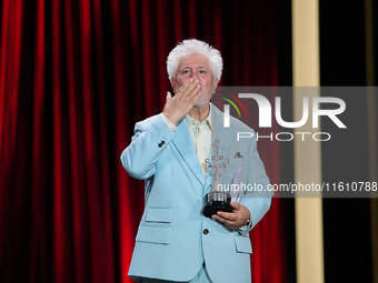 Pedro Almodovar attends the Donostia Award for La Habitacion de al lado during the 72nd San Sebastian International Film Festival in San Seb...