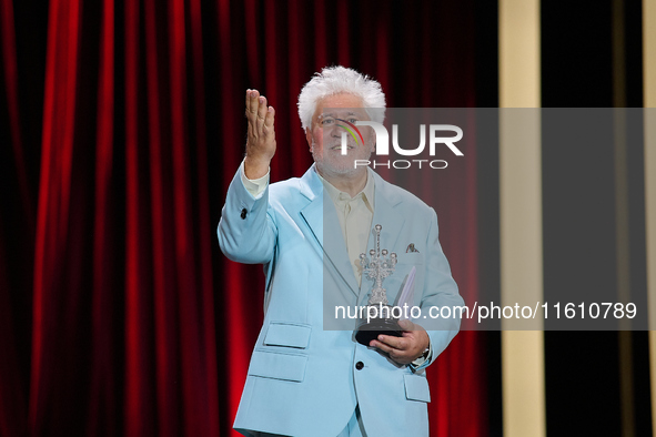 Pedro Almodovar attends the Donostia Award for La Habitacion de al lado during the 72nd San Sebastian International Film Festival in San Seb...