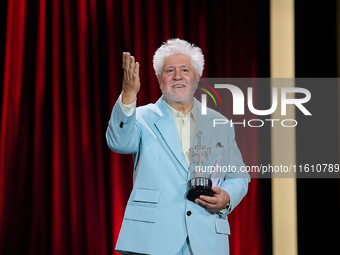 Pedro Almodovar attends the Donostia Award for La Habitacion de al lado during the 72nd San Sebastian International Film Festival in San Seb...