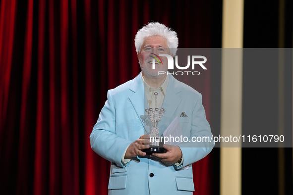 Pedro Almodovar attends the Donostia Award for La Habitacion de al lado during the 72nd San Sebastian International Film Festival in San Seb...