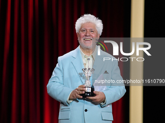 Pedro Almodovar attends the Donostia Award for La Habitacion de al lado during the 72nd San Sebastian International Film Festival in San Seb...