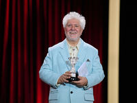 Pedro Almodovar attends the Donostia Award for La Habitacion de al lado during the 72nd San Sebastian International Film Festival in San Seb...