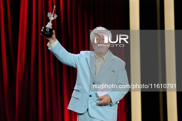 Pedro Almodovar attends the Donostia Award for La Habitacion de al lado during the 72nd San Sebastian International Film Festival in San Seb...